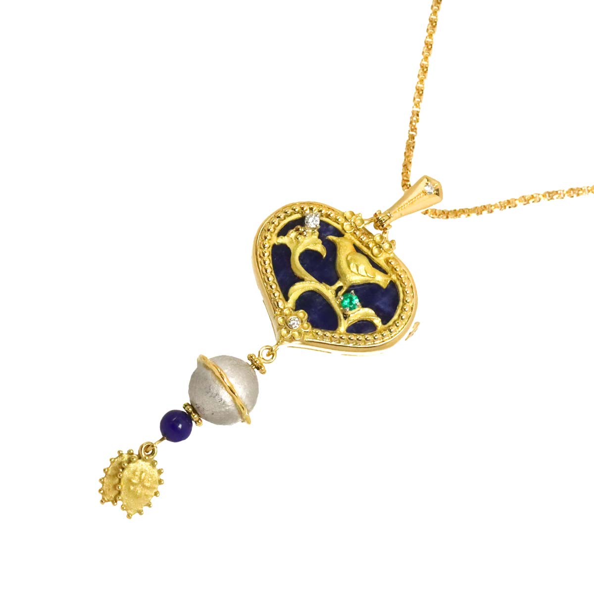 Multi Stone Necklace Pt 18K YG 750