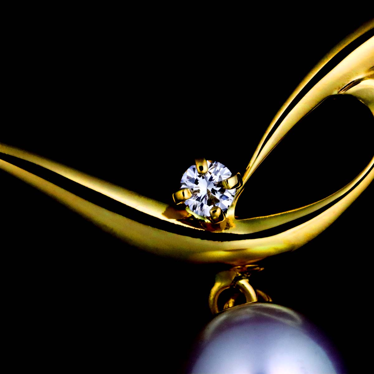 Akoya Pearl 7.3mm Diamond Necklace 18K Yellow Gold 750