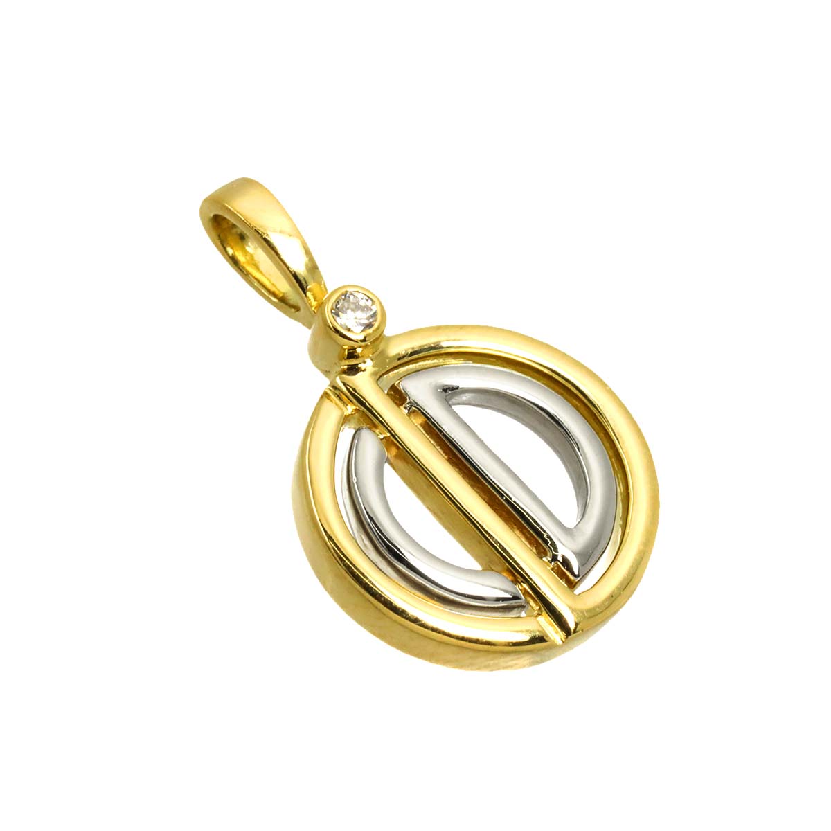Dior Diamond Pendant Top 18K YG WG Yellow White Gold 750