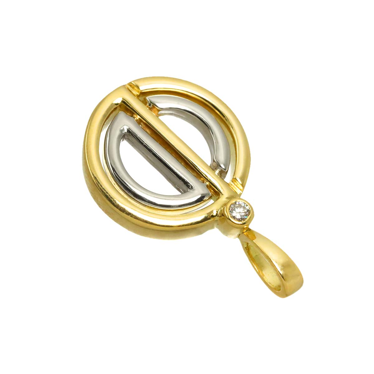 Dior Diamond Pendant Top 18K YG WG Yellow White Gold 750