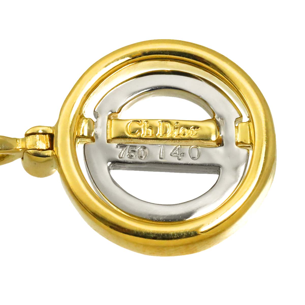 Dior Diamond Pendant Top 18K YG WG Yellow White Gold 750