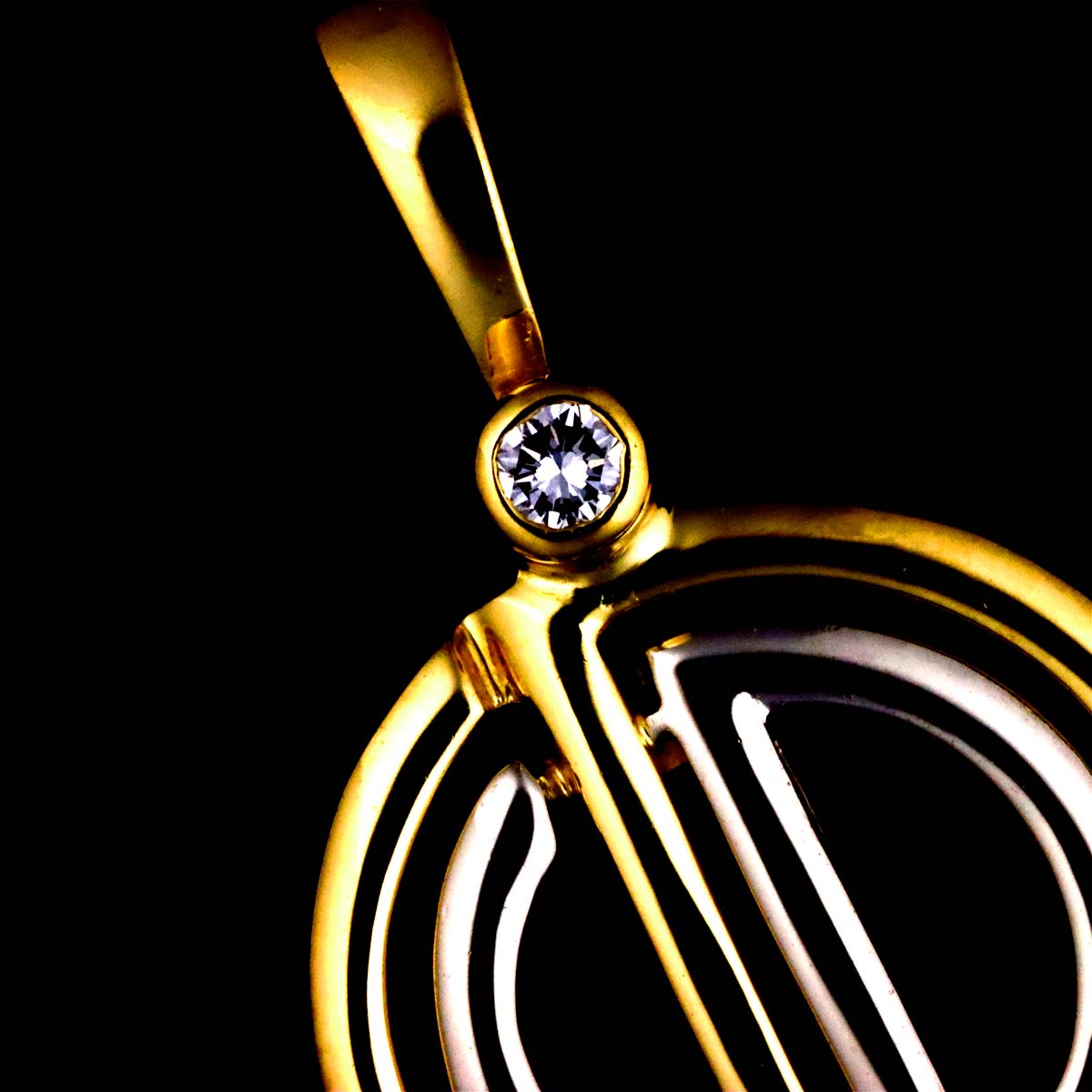 Dior Diamond Pendant Top 18K YG WG Yellow White Gold 750
