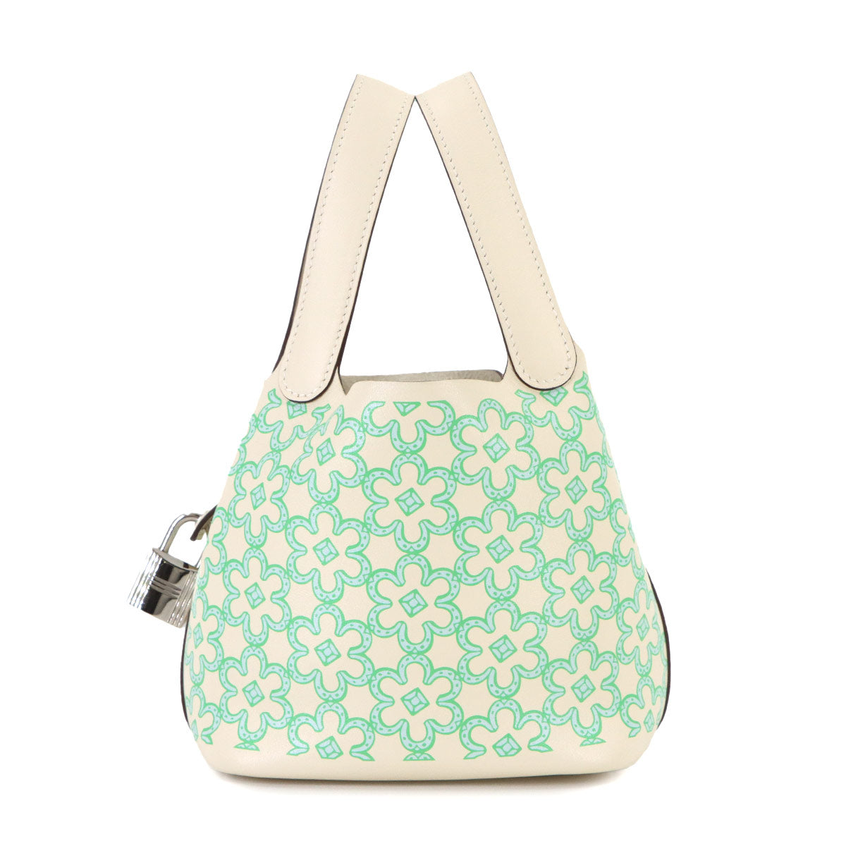 Picotin Lock Micro Lucky Daisy Hand Bag Swift Nata Vert Blanc