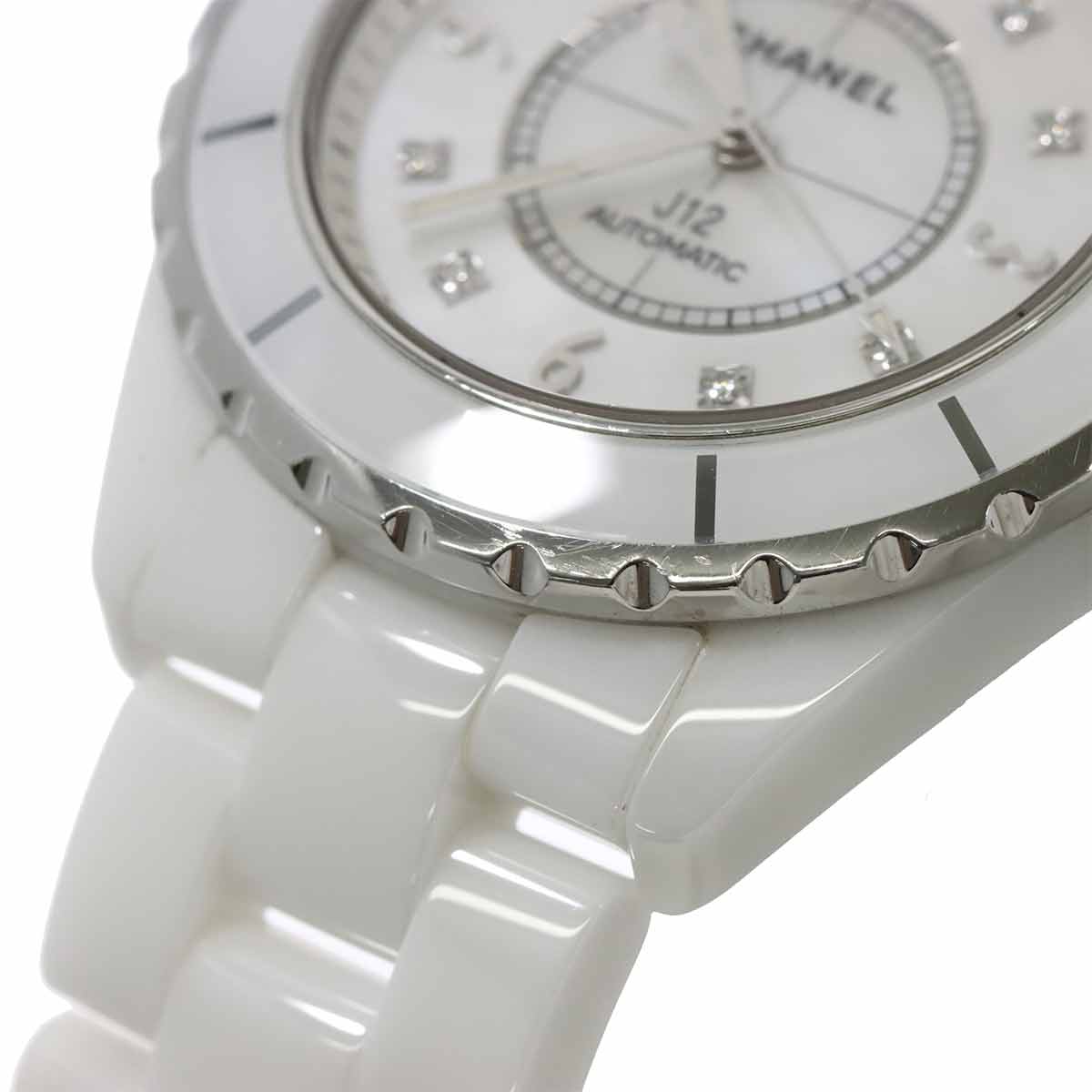 J12 H2423 8P Diamond Automatic White Shell Dial Mens Watch