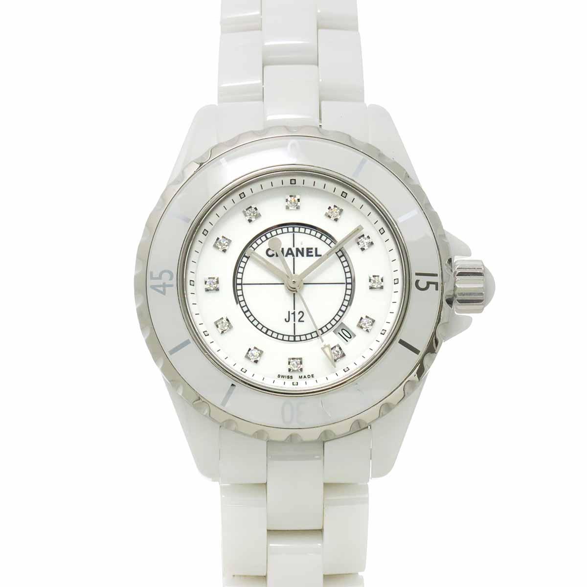 J12 33mm H1628 12P Diamond Quartz White Dial Ladies Watch