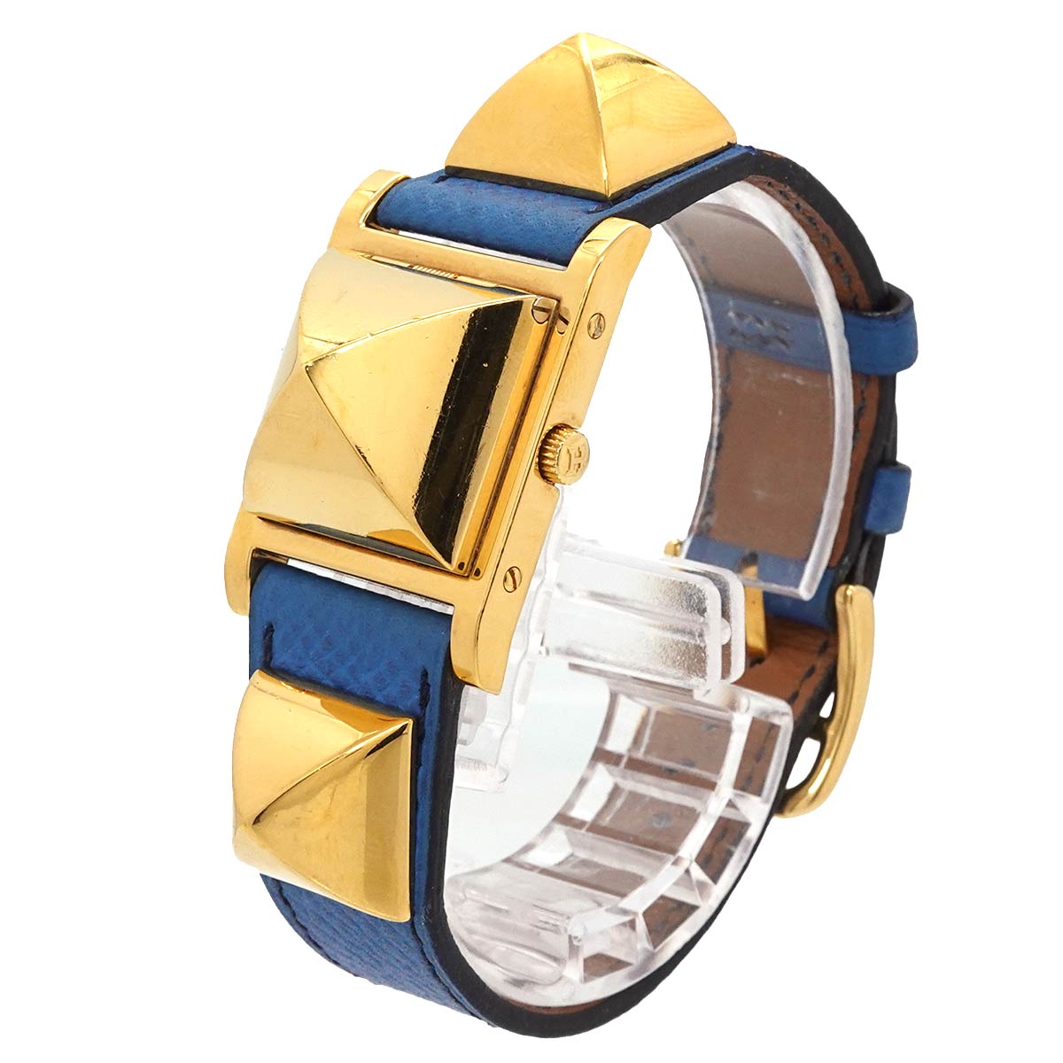 Medor Vintage pyramid Gold studs Quartz White Dial Ladies