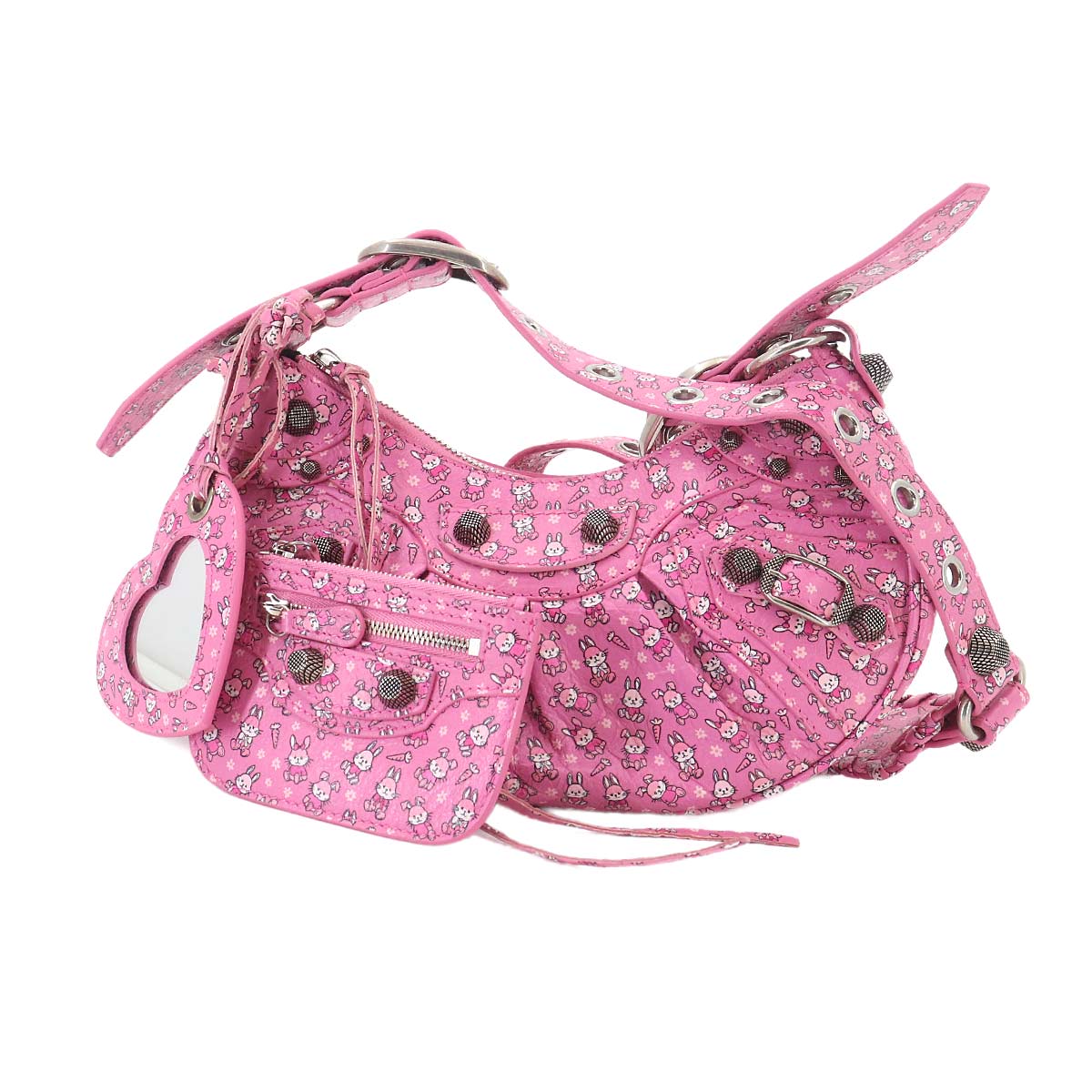 Le Cagole XS Shoulder Bag Leather Pink Rabbit 671309 Purse