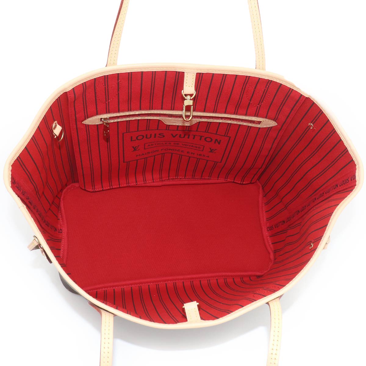 Monogram Neverfull MM Tote Bag Brown Cerise M46987