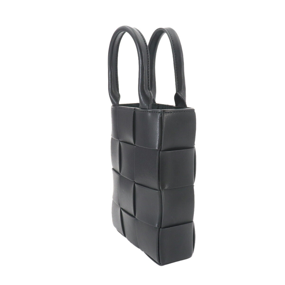 Intrecciato Cassette Hand Shoulder Bag Black