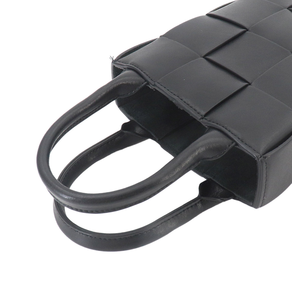 Intrecciato Cassette Hand Shoulder Bag Black