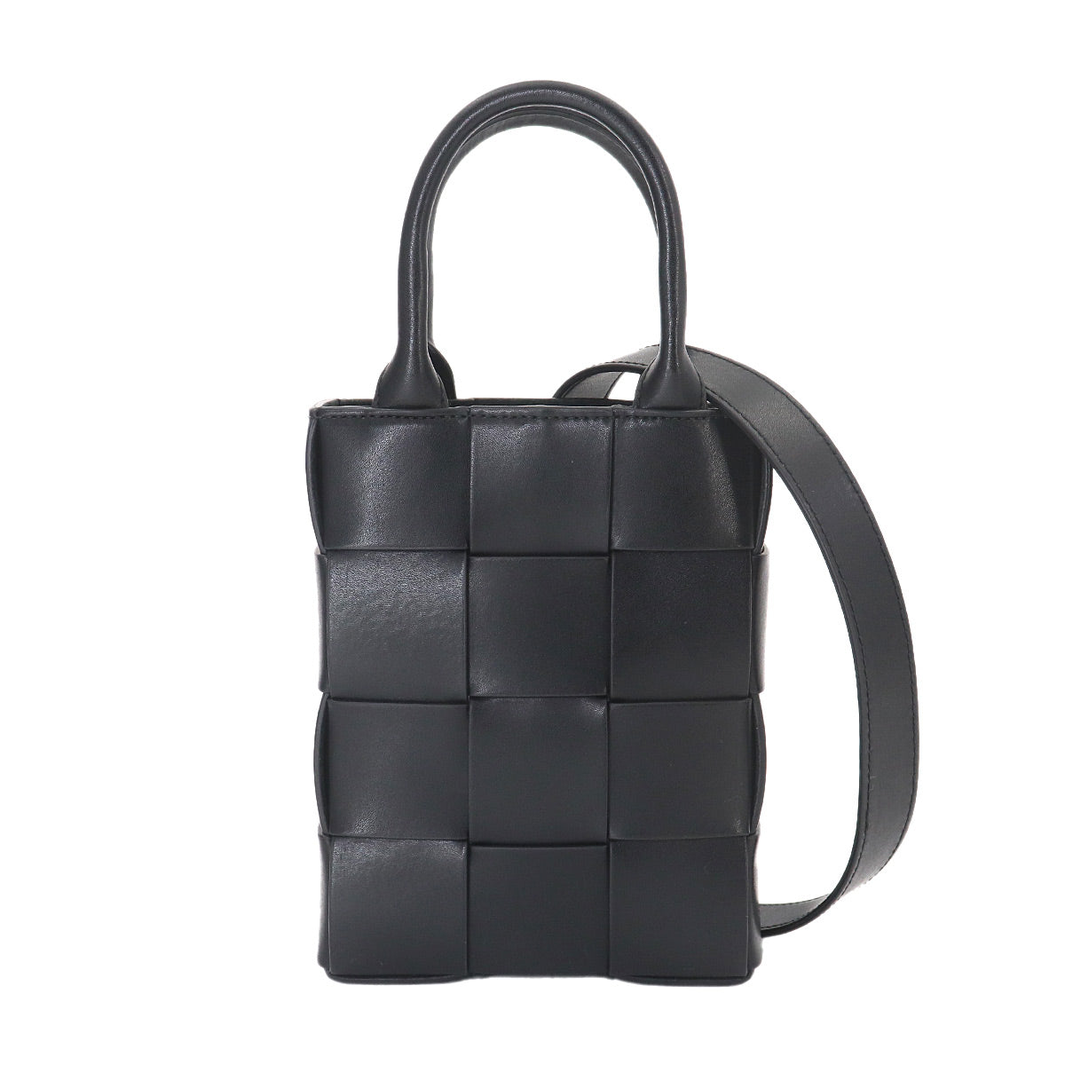 Intrecciato Cassette Hand Shoulder Bag Black