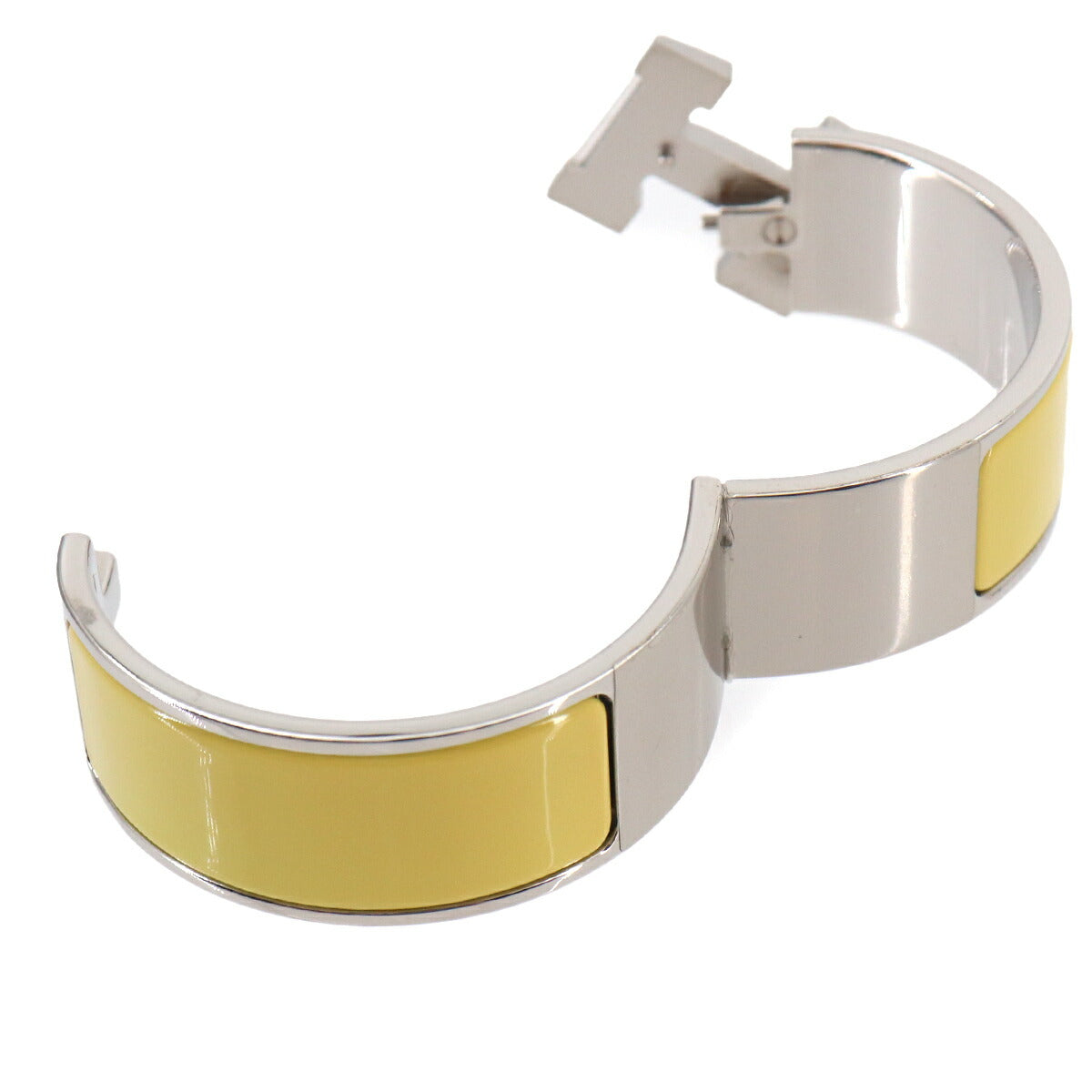 Clic Clac H PM Bangle White Jaune citron Silver Accessory