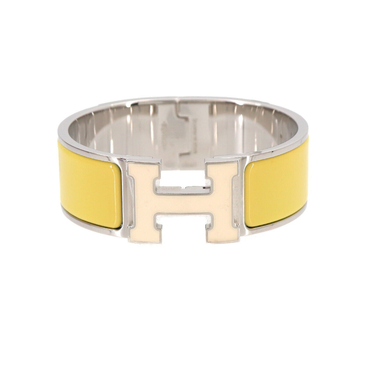 Clic Clac H PM Bangle White Jaune citron Silver Accessory