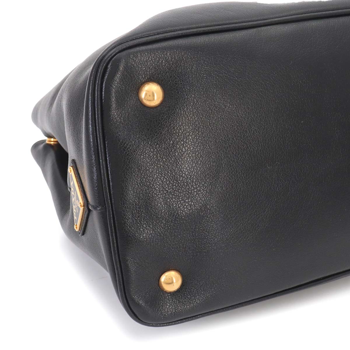Hand Shoulder Bag Leather Black Purse