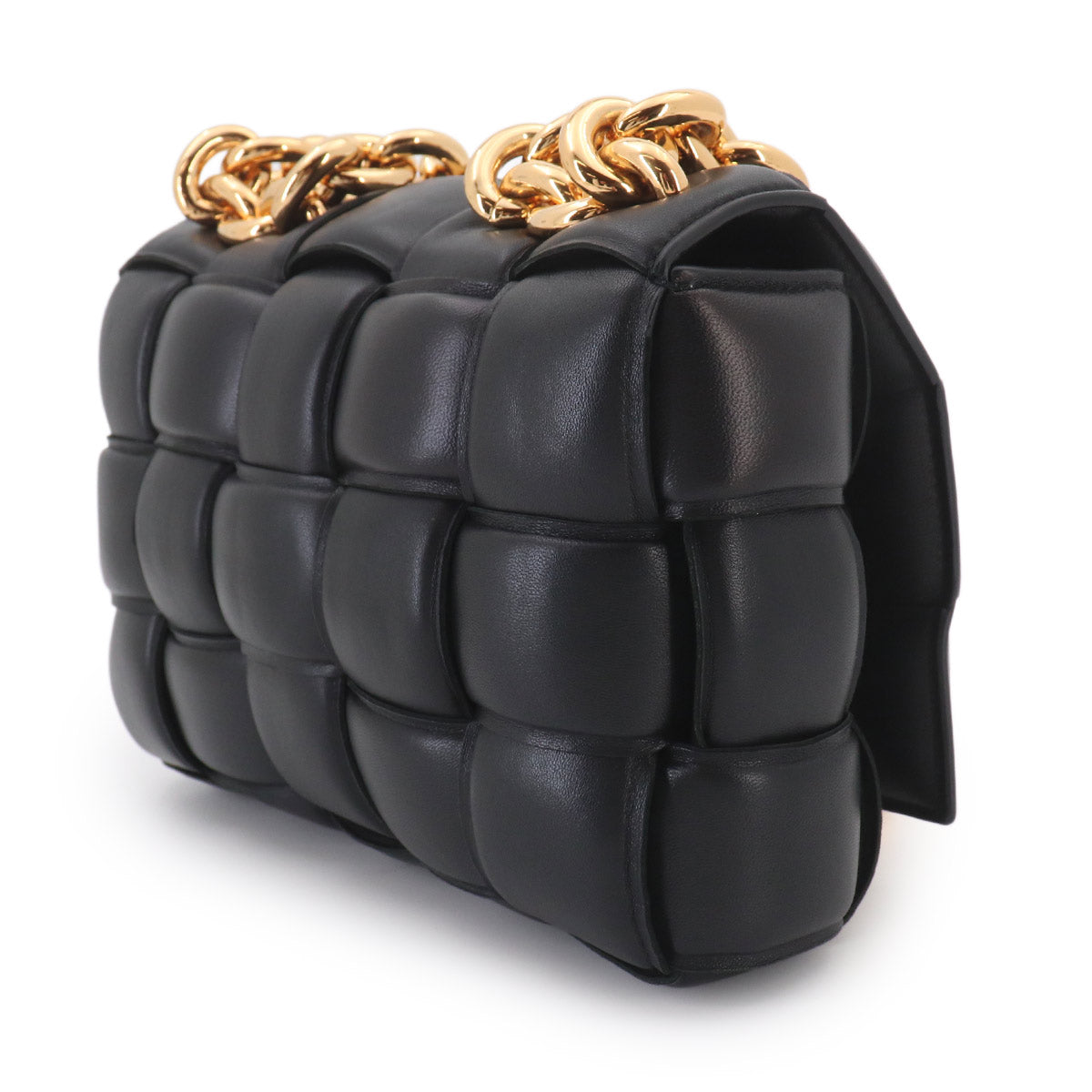 Intrecciato Chain Cassette Hand Shoulder Bag Black