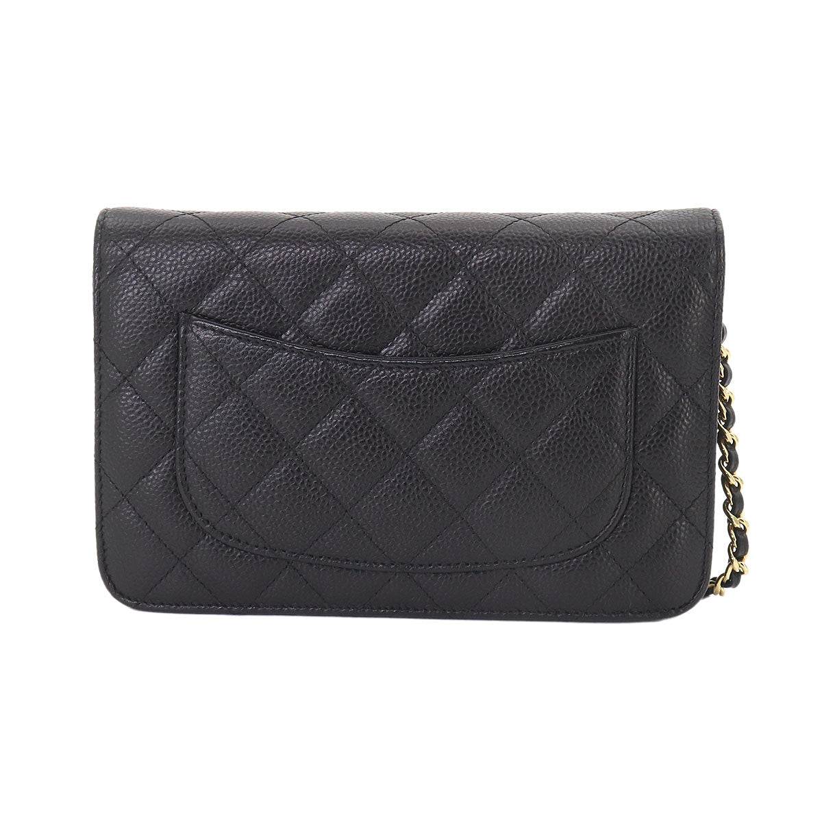 Matelasse Classic Chain Wallet Leather Black AP0250