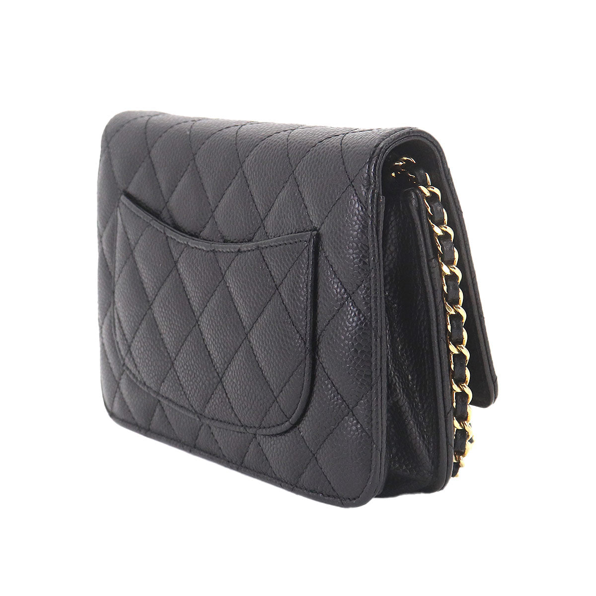 Matelasse Classic Chain Wallet Leather Black AP0250