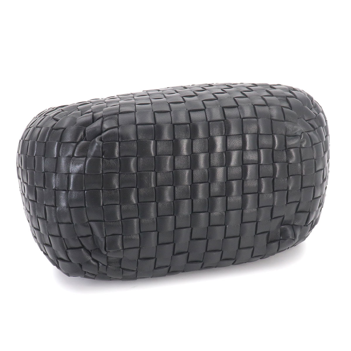 Intrecciato Hobo Hand Bag Leather Black
