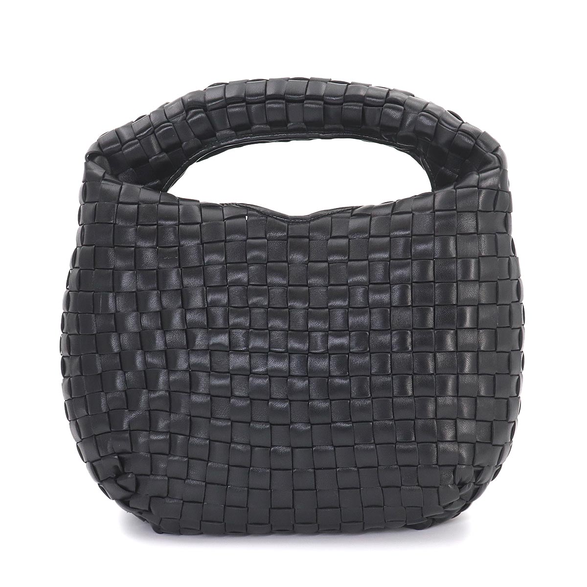 Intrecciato Hobo Hand Bag Leather Black