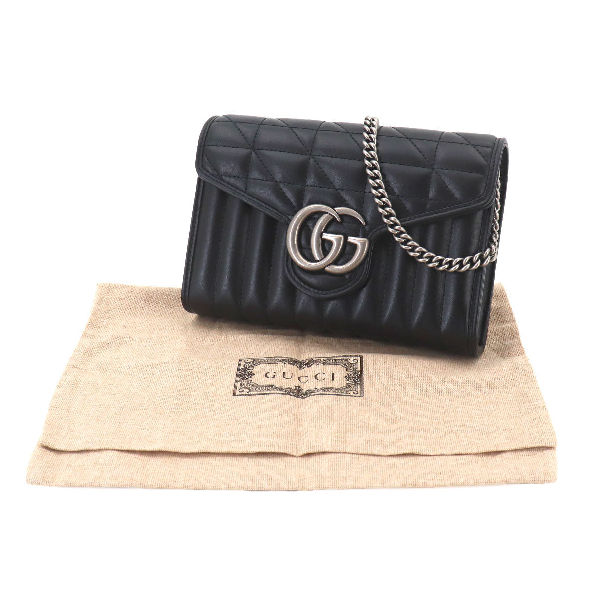 GG Marmont Chain Wallet Leather Black 474575