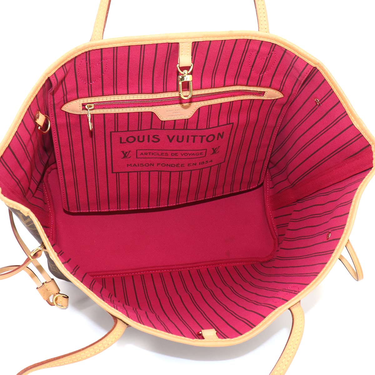 Monogram Neverfull MM Tote Bag Brown Pivoine M41178