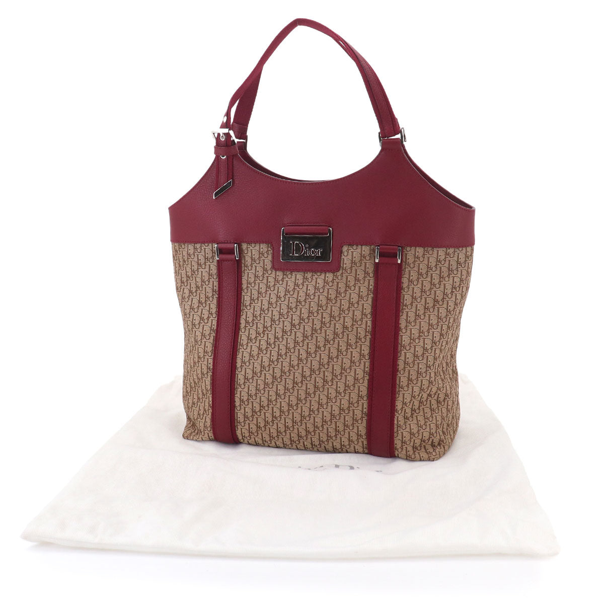 Street Chic Trotter Tote Bag Canvas Red Christian Dior