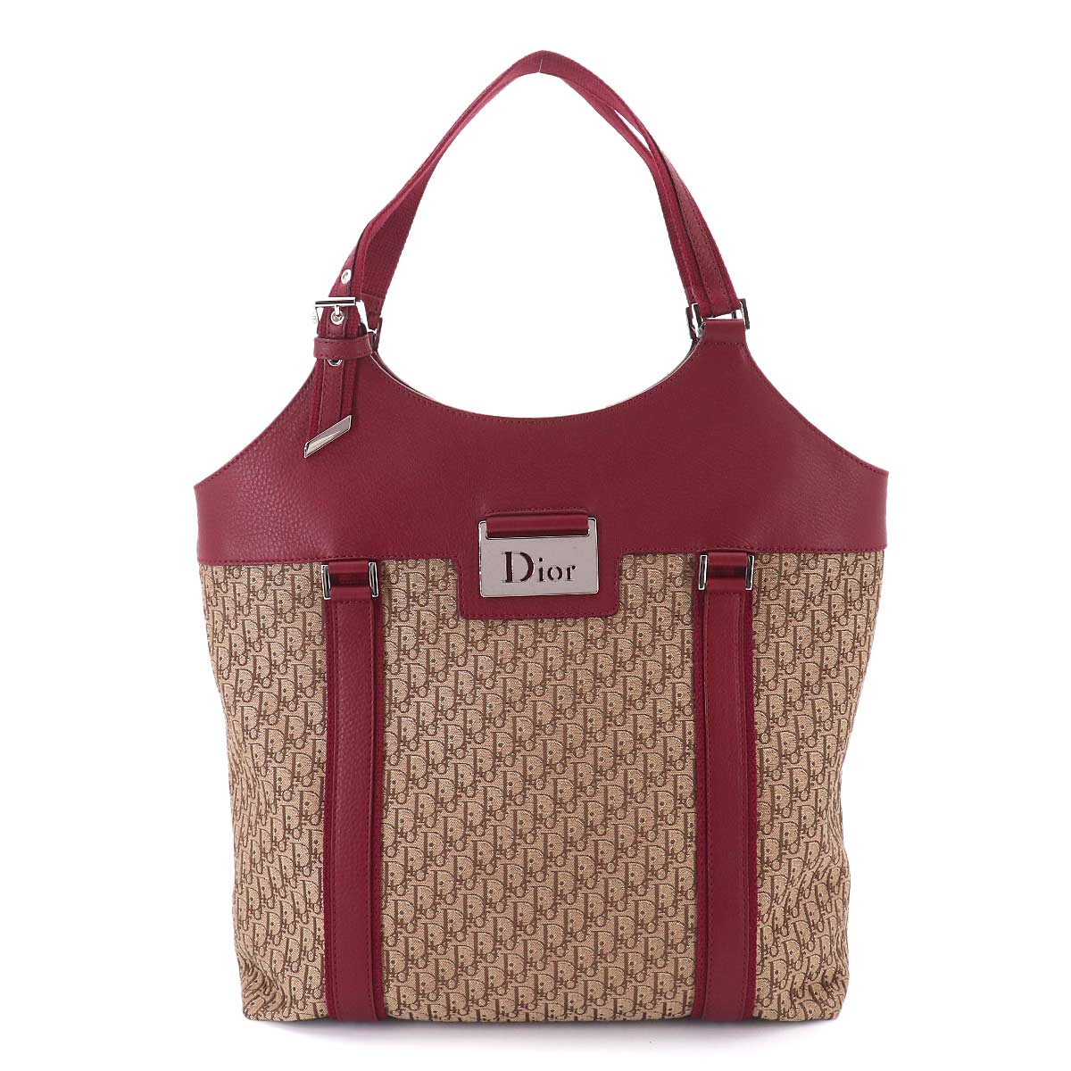 Street Chic Trotter Tote Bag Canvas Red Christian Dior