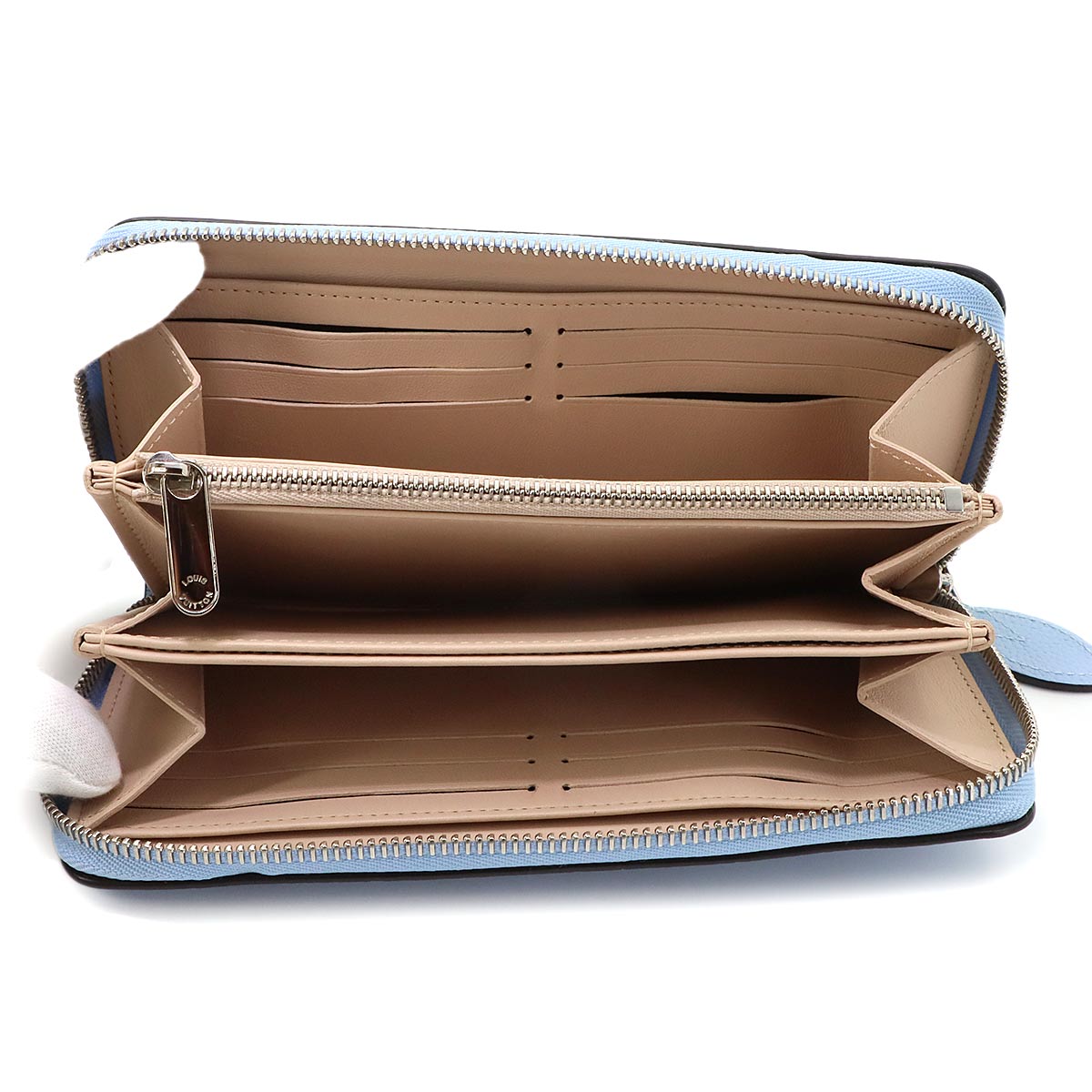 Mahina Zippy Wallet Leather Bleu Nuage M81053 Purse