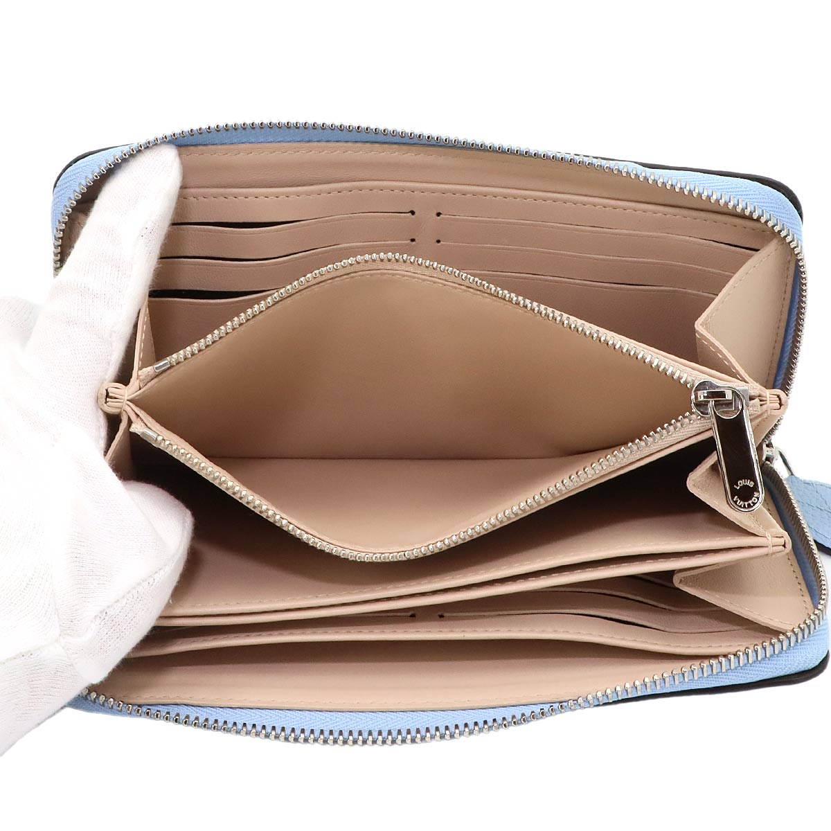 Mahina Zippy Wallet Leather Bleu Nuage M81053 Purse