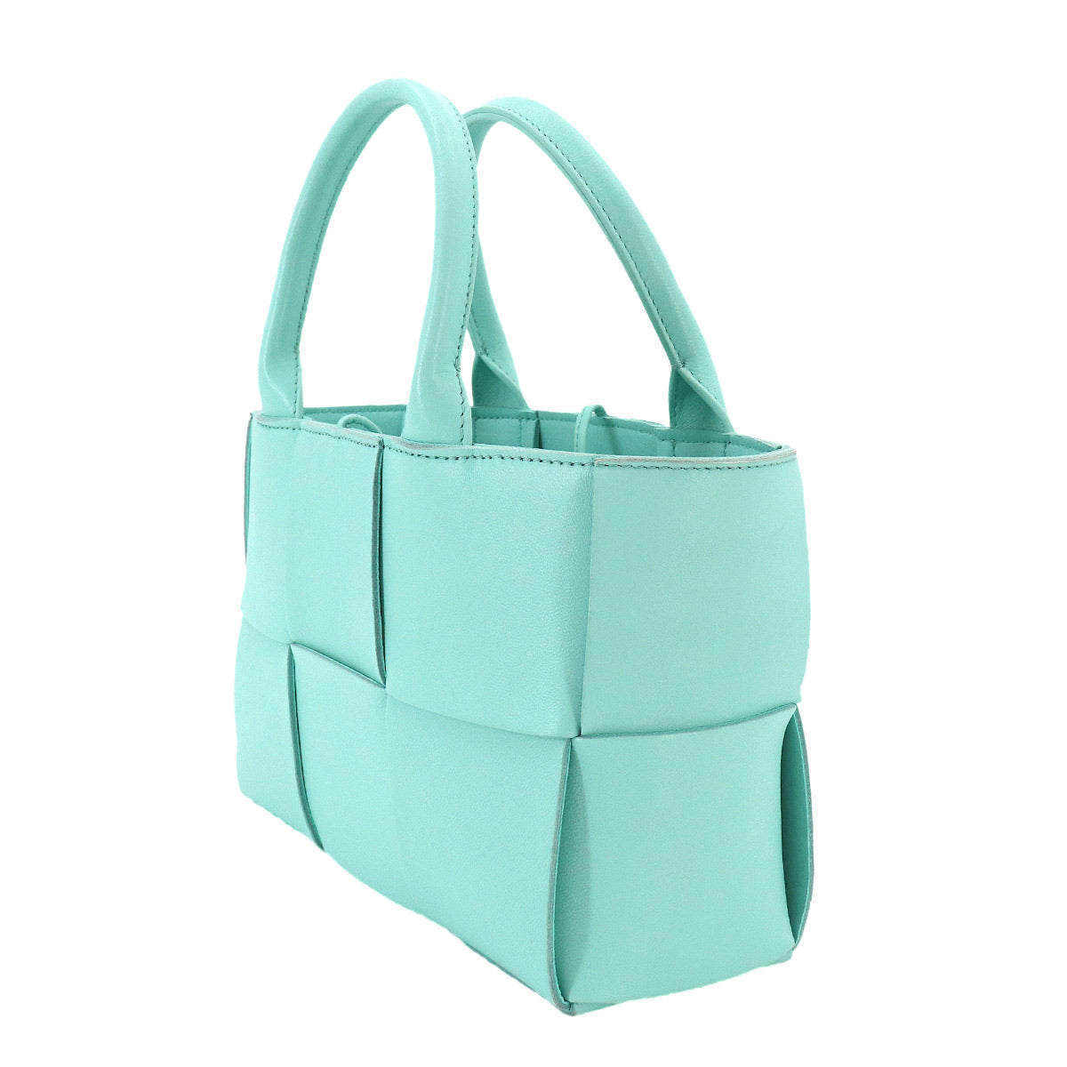 Intrecciato Mini Arco Hand Shoulder Bag Leather Blue