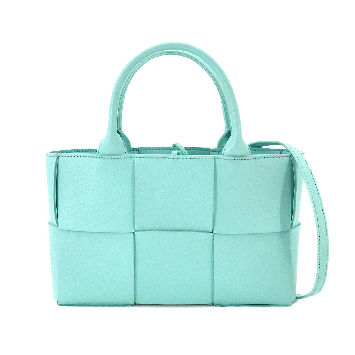 Intrecciato Mini Arco Hand Shoulder Bag Leather Blue