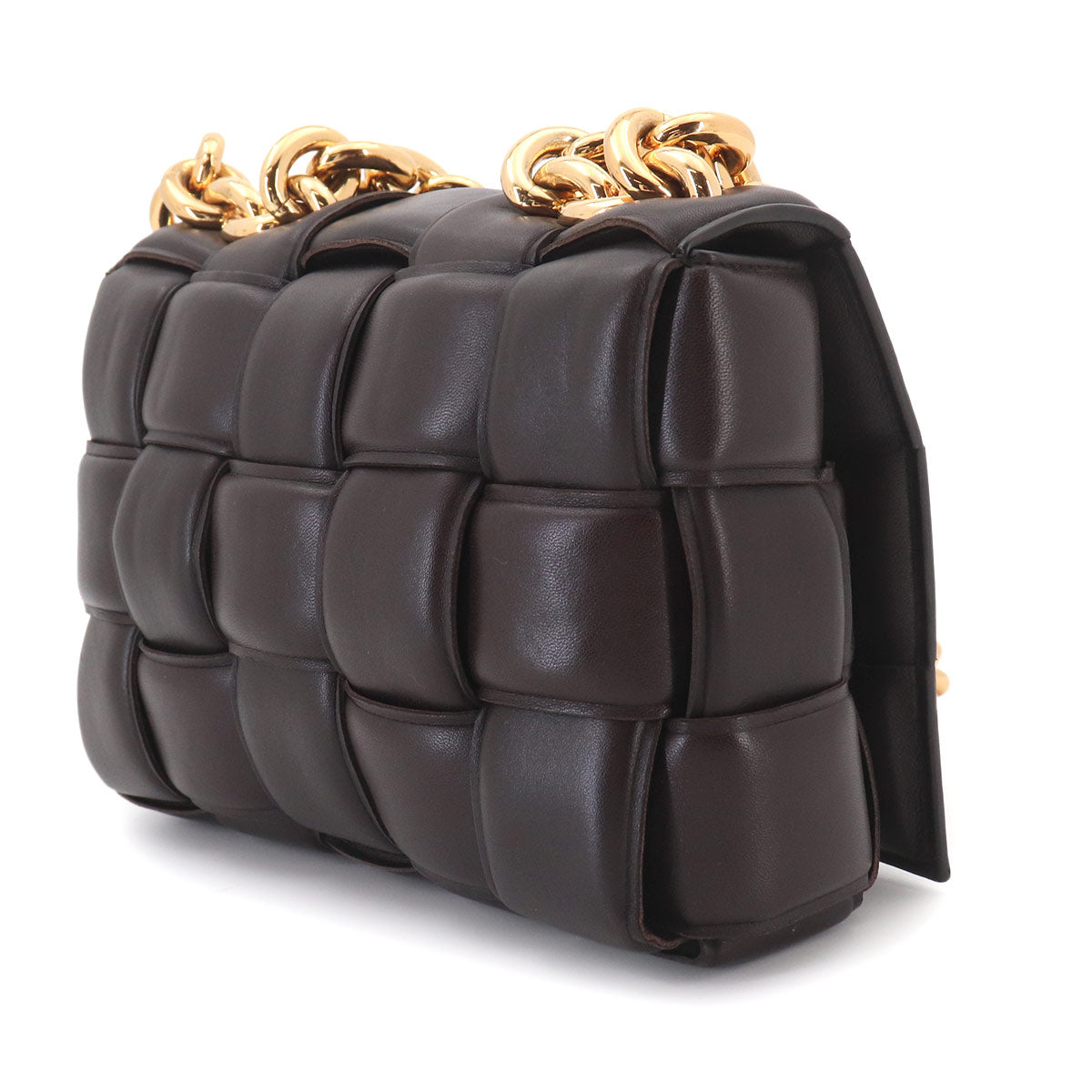 Intrecciato Chain Cassette Hand Shoulder Bag Brown