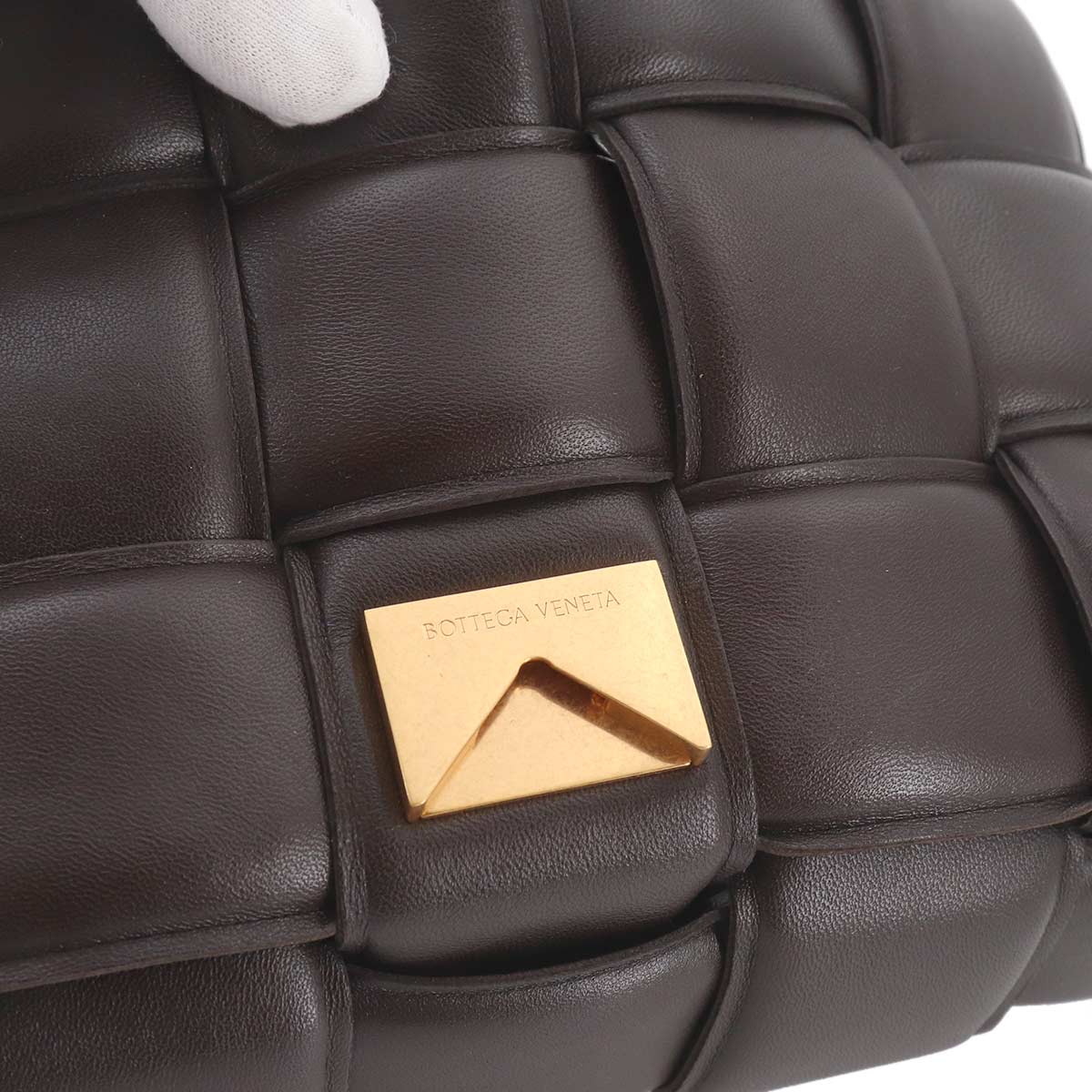 Intrecciato Chain Cassette Hand Shoulder Bag Brown