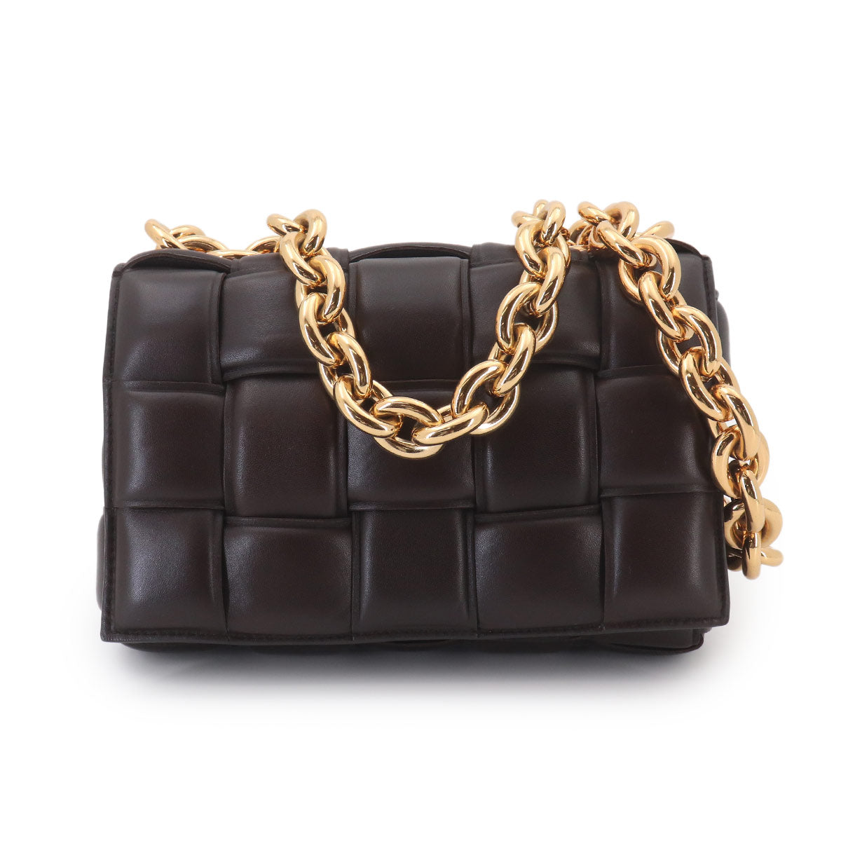 Intrecciato Chain Cassette Hand Shoulder Bag Brown