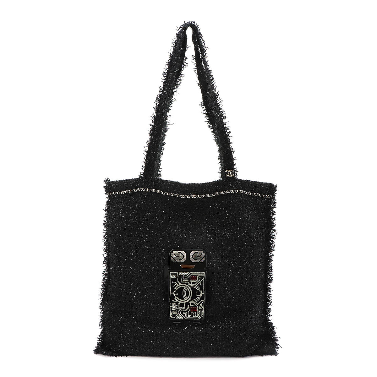 Robot Large Shopping Tote Bag Tweed Black A94646 Purse
