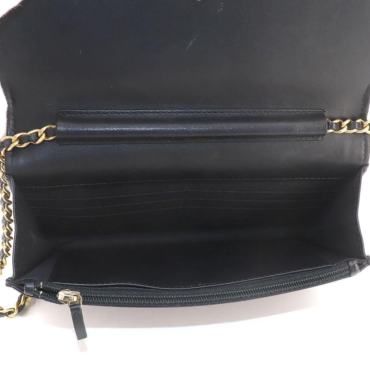 Boychanel Chain Long Wallet Leather Black Purse