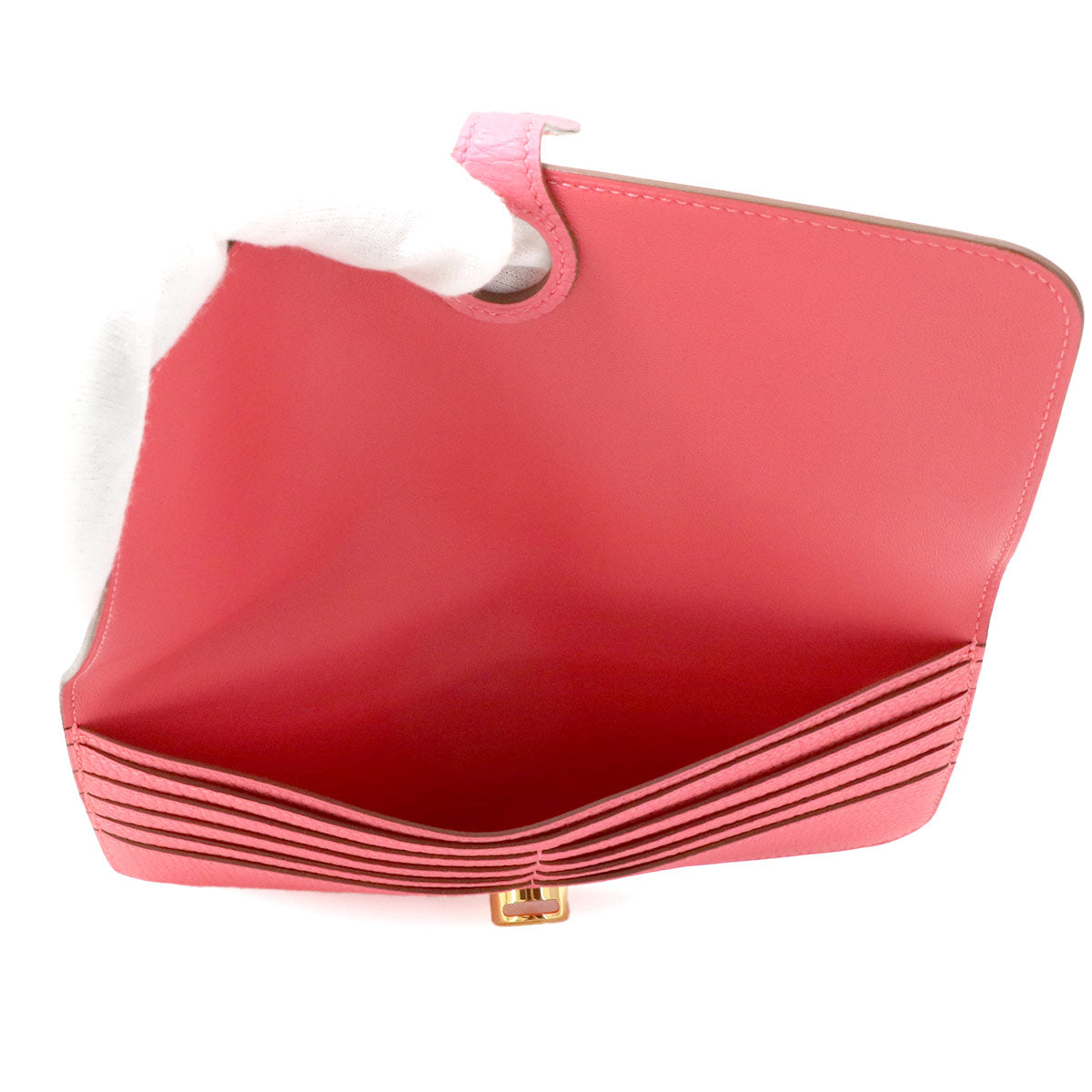 Dogon Long Wallet Togo Rose Lipstick Purse