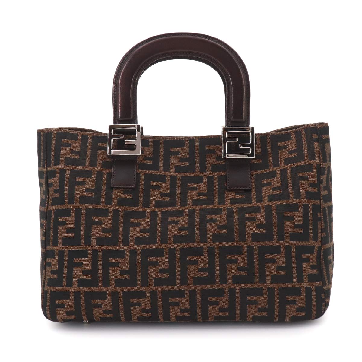 Zucca Hand Bag Canvas Leather Brown Black 26693 Purse