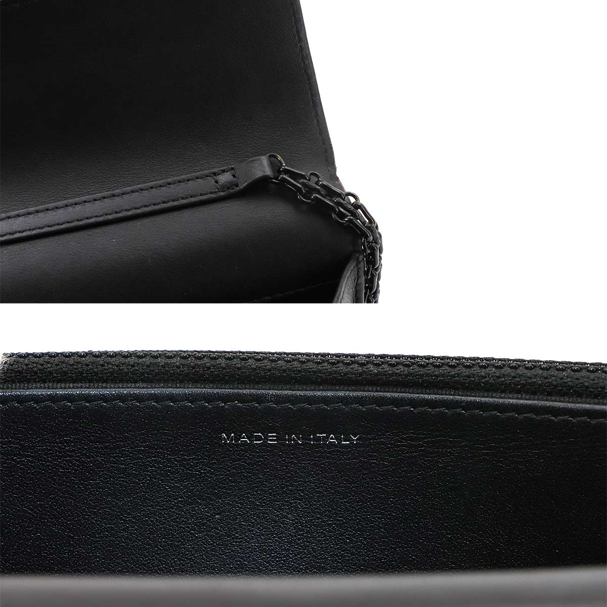 2.55 Chain Long Wallet Leather Black A70328 Chevron
