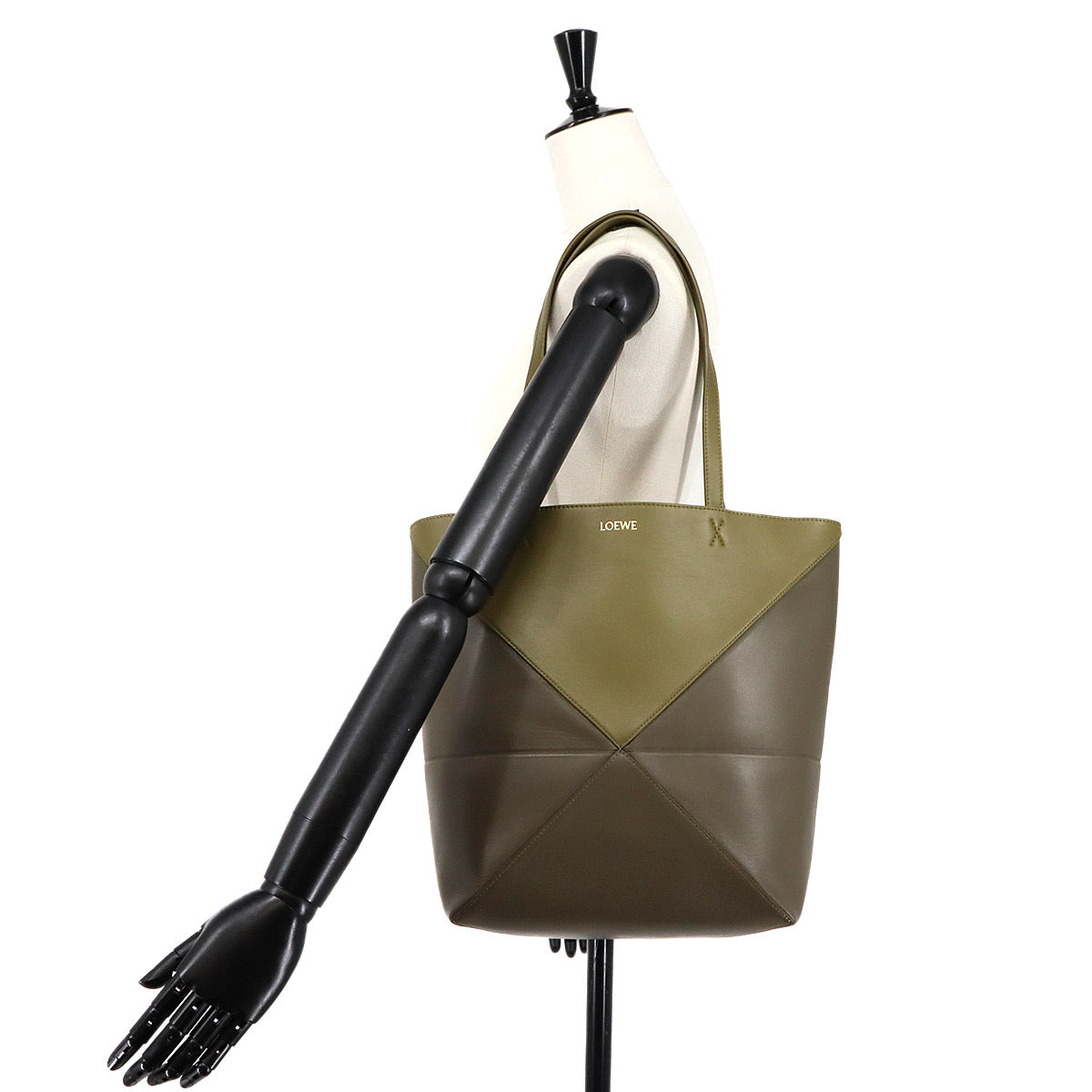 Medium Puzzle Fold tote Bag Leather Khaki Purse