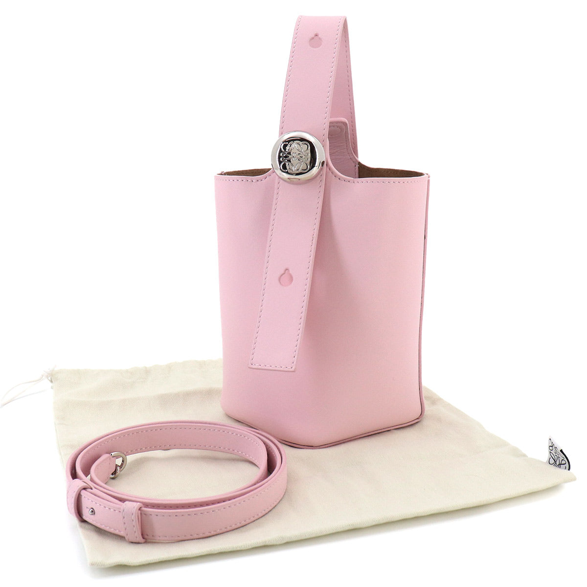 LOEWE Pebble Bucket Bag Mini Hand Shoulder Bag Leather Blossom