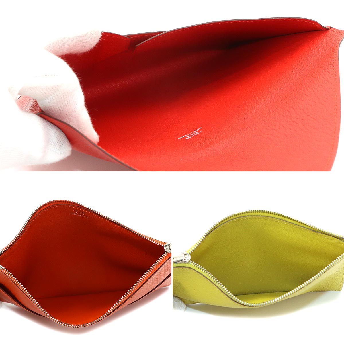 Envelope trio Pouch Chevre Rouge Casaque Orange Lime