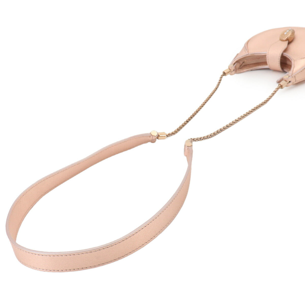 Serpenti Ellipse Micro Chain Shoulder Bag Leather Metallic Pink