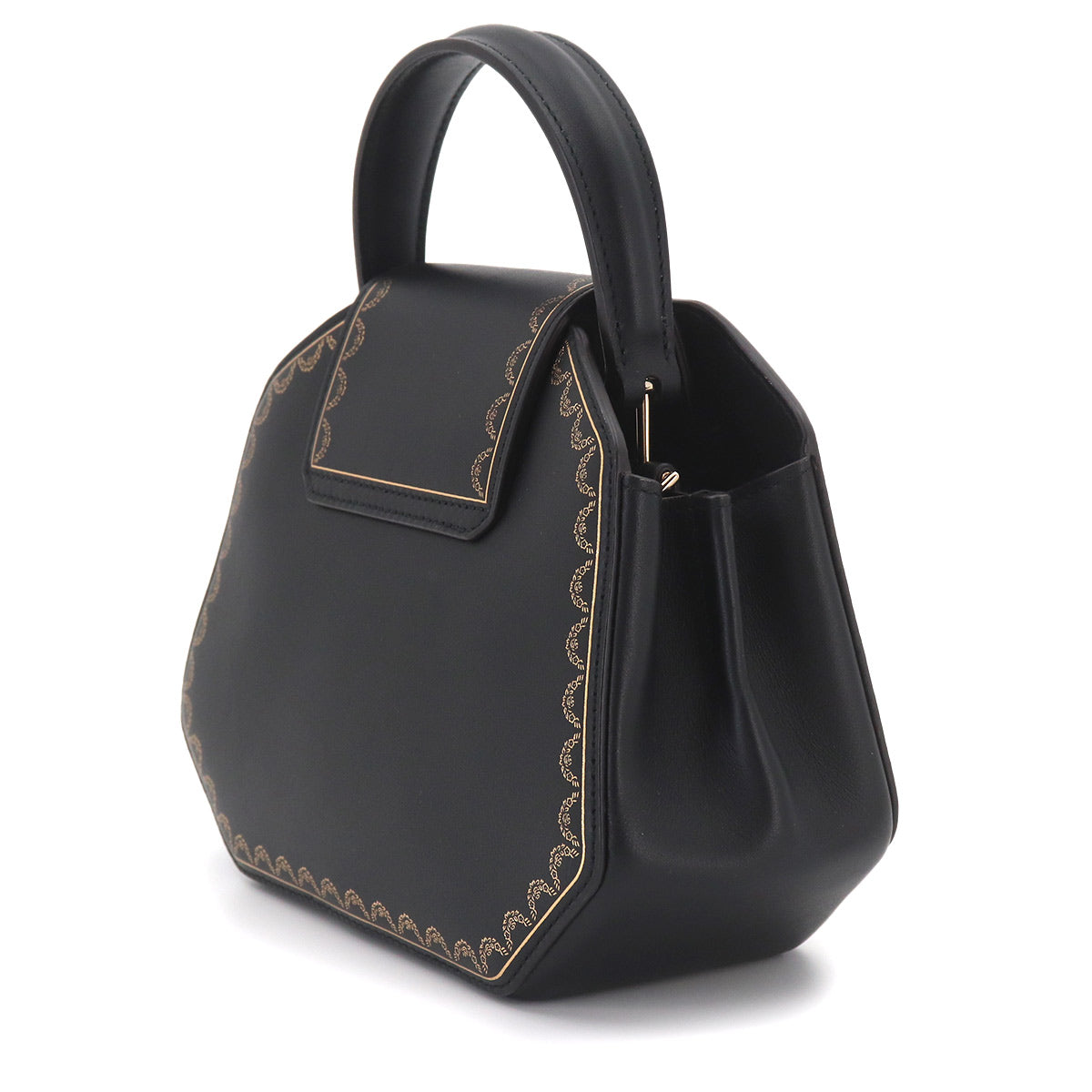 Guirlande de Cartier Hand Shoulder Bag Leather Black Purse