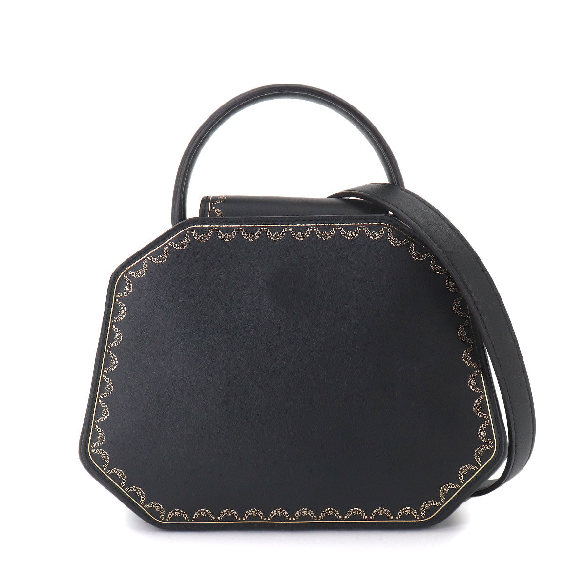 Guirlande de Cartier Hand Shoulder Bag Leather Black Purse