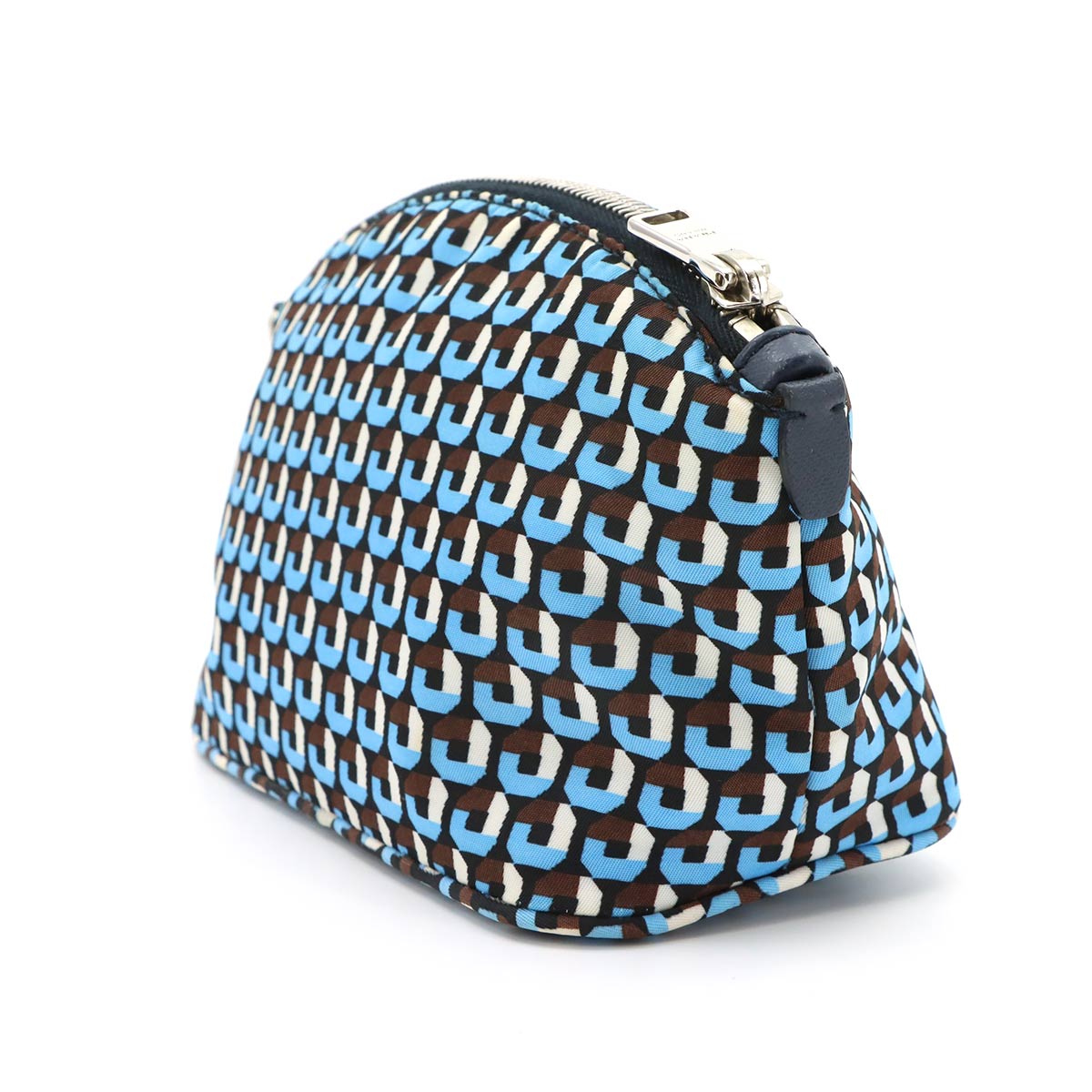 Pouch Nylon Saffiano Leather Blue Brown Black 1N1856