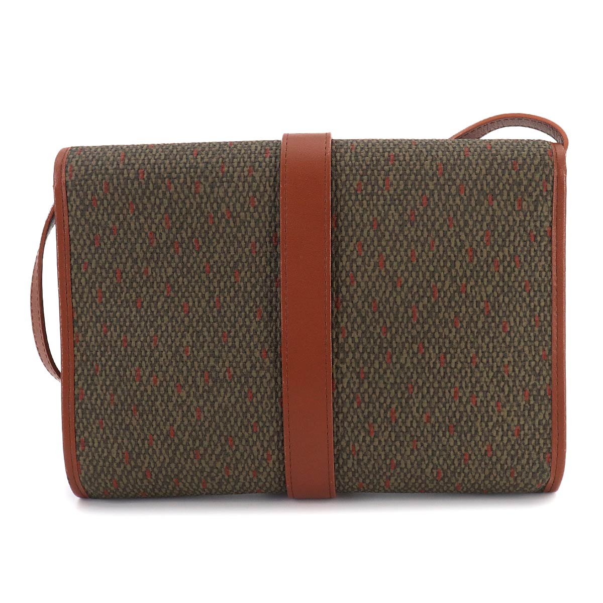 Shoulder Clutch Bag PVC Leather Brown Green