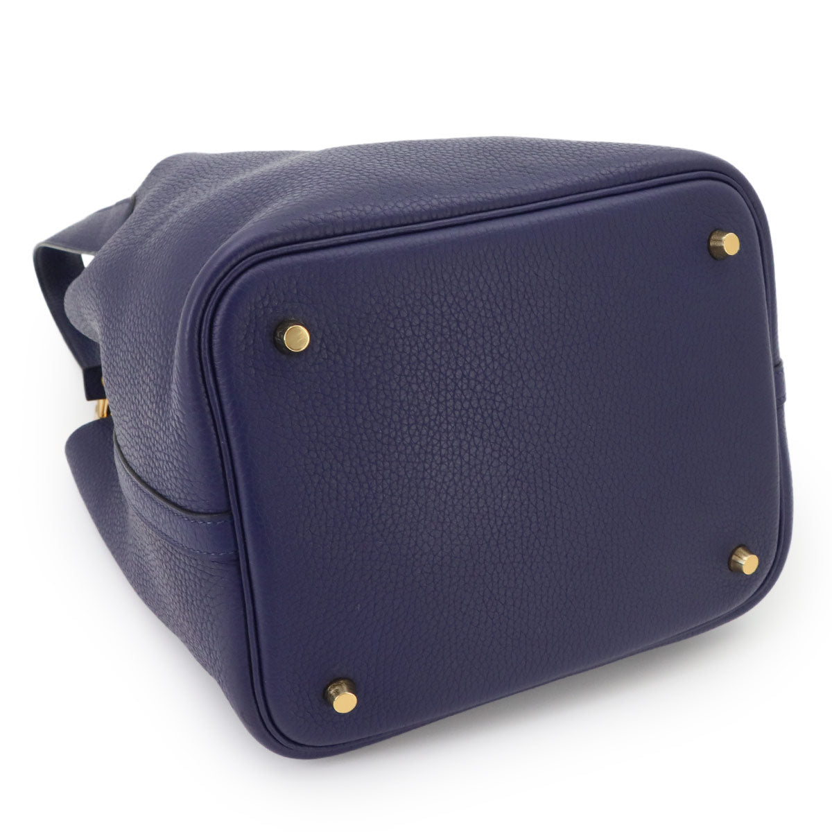 Picotin Lock MM Hand Bag Taurillon Clemence Blue encre D