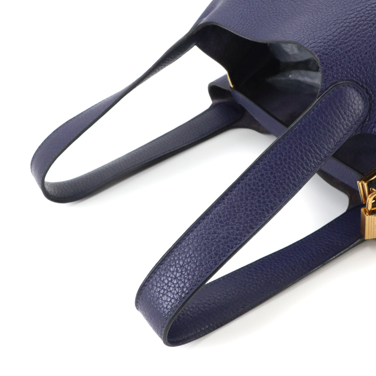 Picotin Lock MM Hand Bag Taurillon Clemence Blue encre D