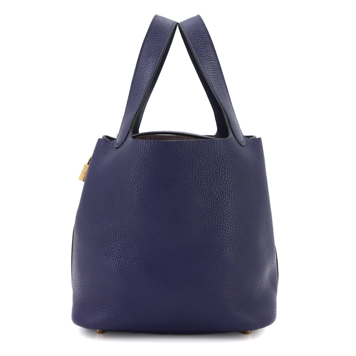 Picotin Lock MM Hand Bag Taurillon Clemence Blue encre D